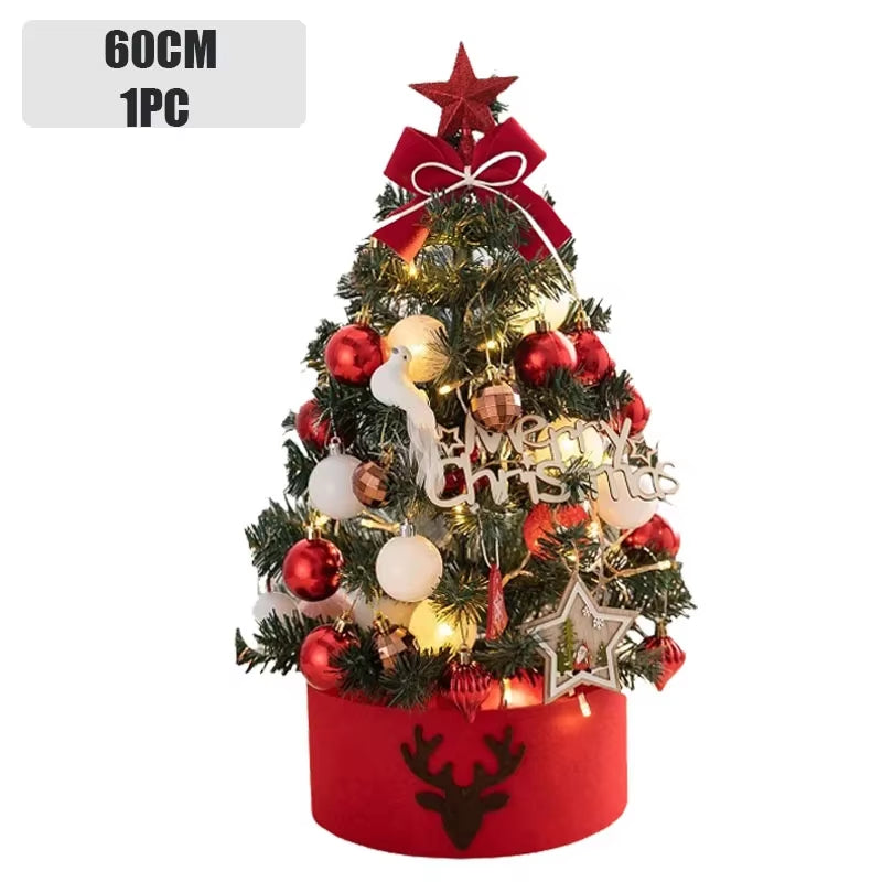 2PCS 2024 Christmas Decoration Desktop Christmas Tree Set Christmas Decoration Ornament Mini Small Christmas Tree Christmas Gift