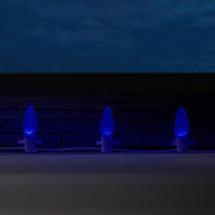 C9 Opticore LED Commercial Outdoor Christmas Lights – Heavy Duty Christmas String Lights; Wedding Christmas Lights; White Wire (50 Lights, 50 Ft, Blue)