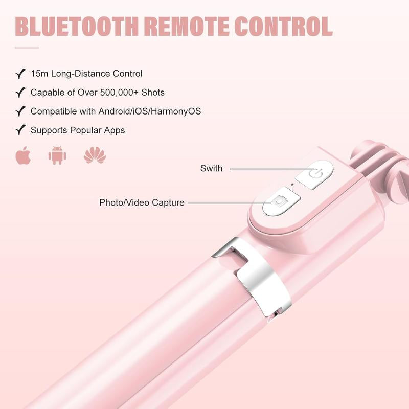 Selfie Stick with Rechargable Remote and Light, Tripod for , Cell Phone Stand for Video Recording, Portable Travel Essentials Smartphone Mount Holder, Extendable Vlogging Filming Accessories