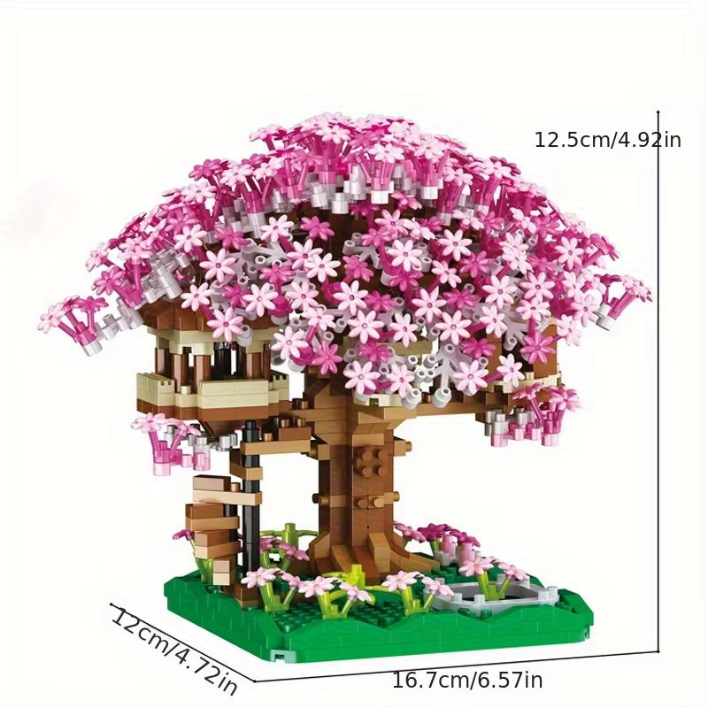 1680 Mini Building Blocks Pink Tree House Halloween/Thanksgiving/Christmas Gifts, Halloween/Thanksgiving/Christmas Gifts