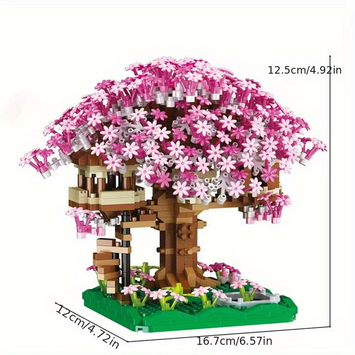 1680 Mini Building Blocks Pink Tree House Halloween/Thanksgiving/Christmas Gifts, Halloween/Thanksgiving/Christmas Gifts
