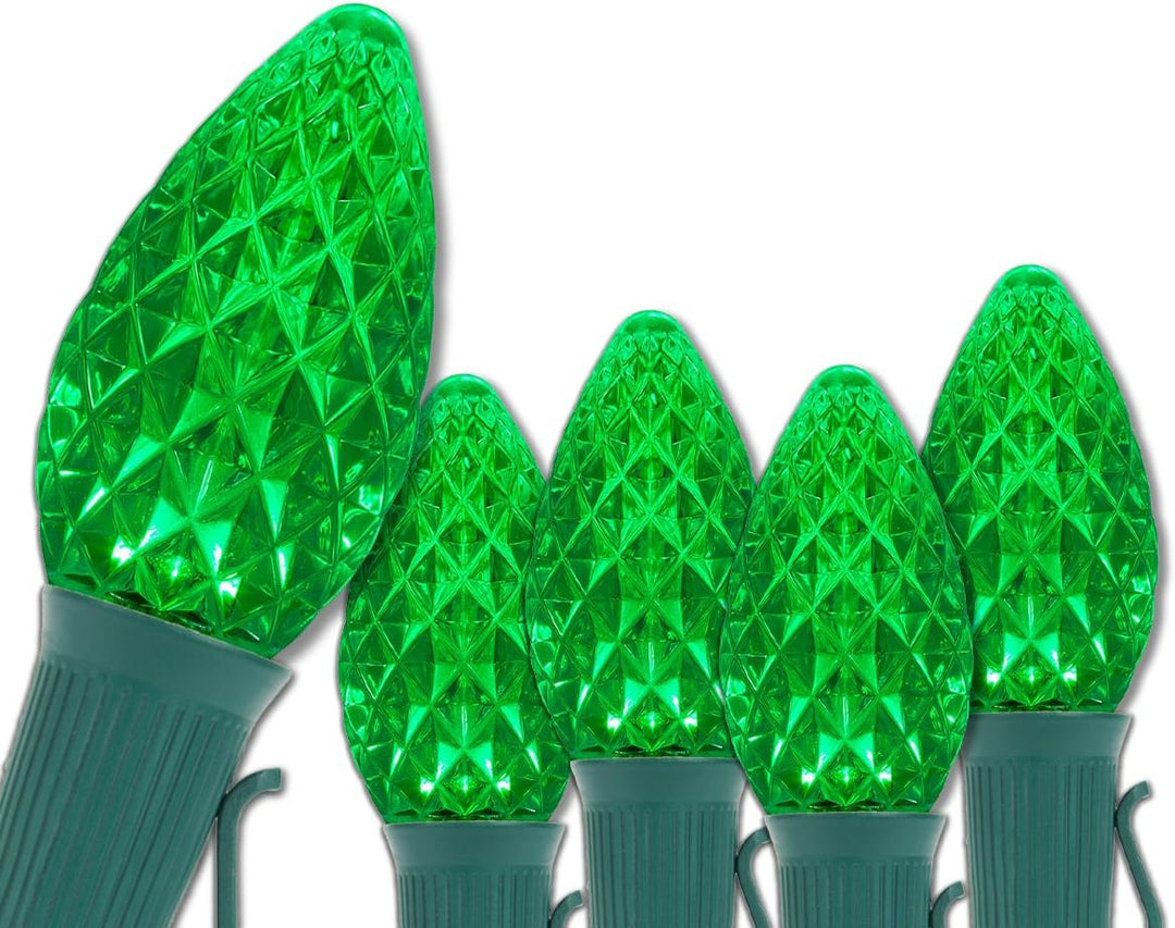 25 C7 Opticore Commercial Green Christmas Lights - Heavy Duty LED Bulbs for St Patrick'S Day, Holiday, Party; 18 Gauge Green Wire (25 Ft)