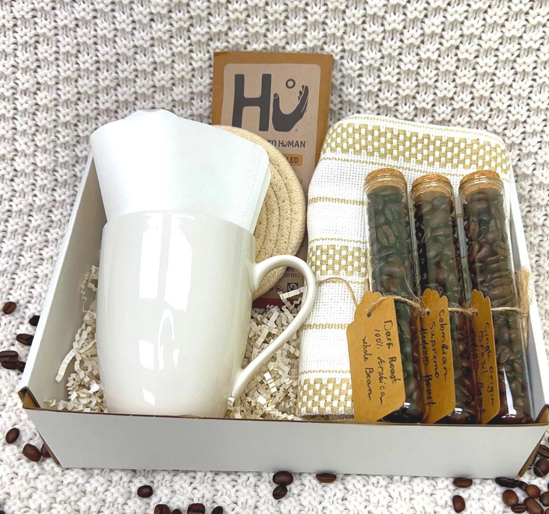 Coffee Lover Gift Box: French Press, Mug & Gourmet Coffee Samples
