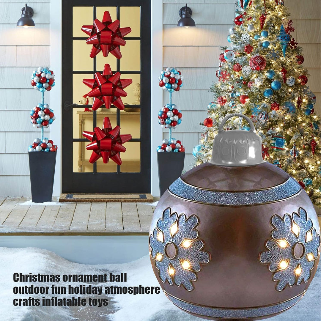 Chrsitmas Ball Outdoor Christmas Decorated with Pump 23.6 Inch PVC Giant Inflables Tree Ornaments outside Decorations for Yard (A)