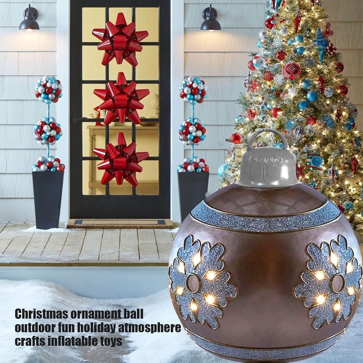 Chrsitmas Ball Outdoor Christmas Decorated with Pump 23.6 Inch PVC Giant Inflables Tree Ornaments outside Decorations for Yard (A)