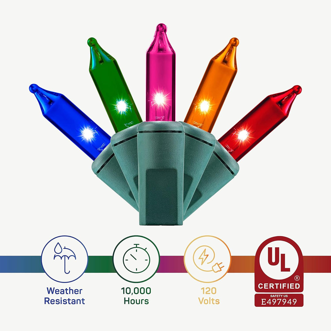 Christmas String Lights [100 Set] 25 Ft Multi-Colored Christmas String Lights, for Xmas Tree, Garland, Holiday, Party Décor –Mini Christmas Lights for Tree Weather-Resistant