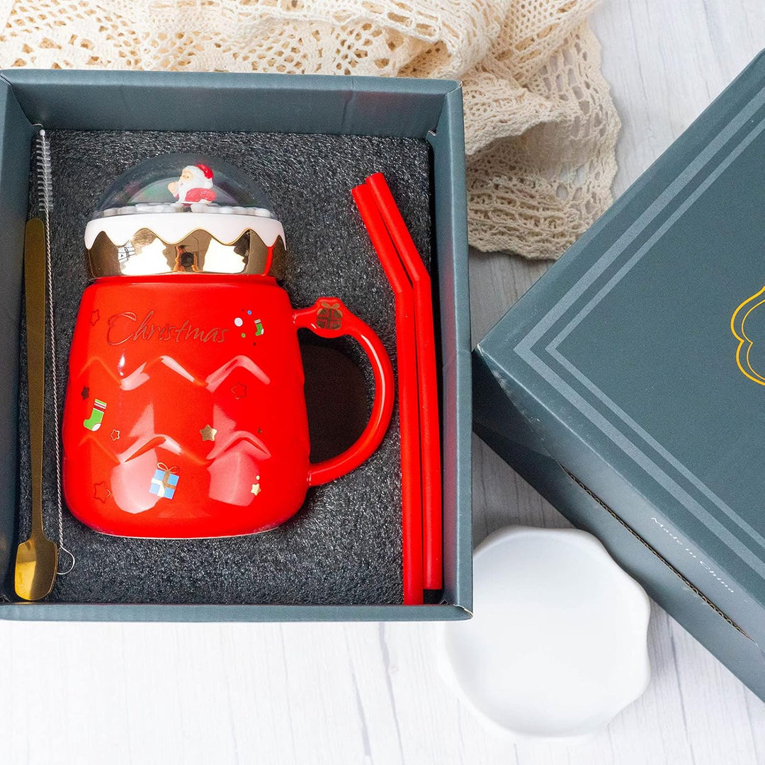 PDTXCLS XGATML TANGDIAABBCC Christmas Mug, 15 Oz Coffee Cup, Funny Xmas Coffee Gift Mugs Set for Children, Friends, Family, Brothers, Sisters Ceramic Christmas Coffee Cup 8Pieces (Red)