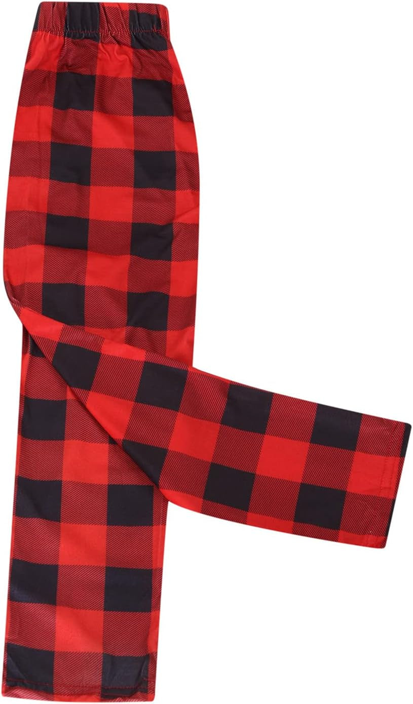 Family Christmas Reindeer Matching Sets, Christmas Pajamas for Family Plaid Sleepwear Pant Matching Xmas Pjs for Family