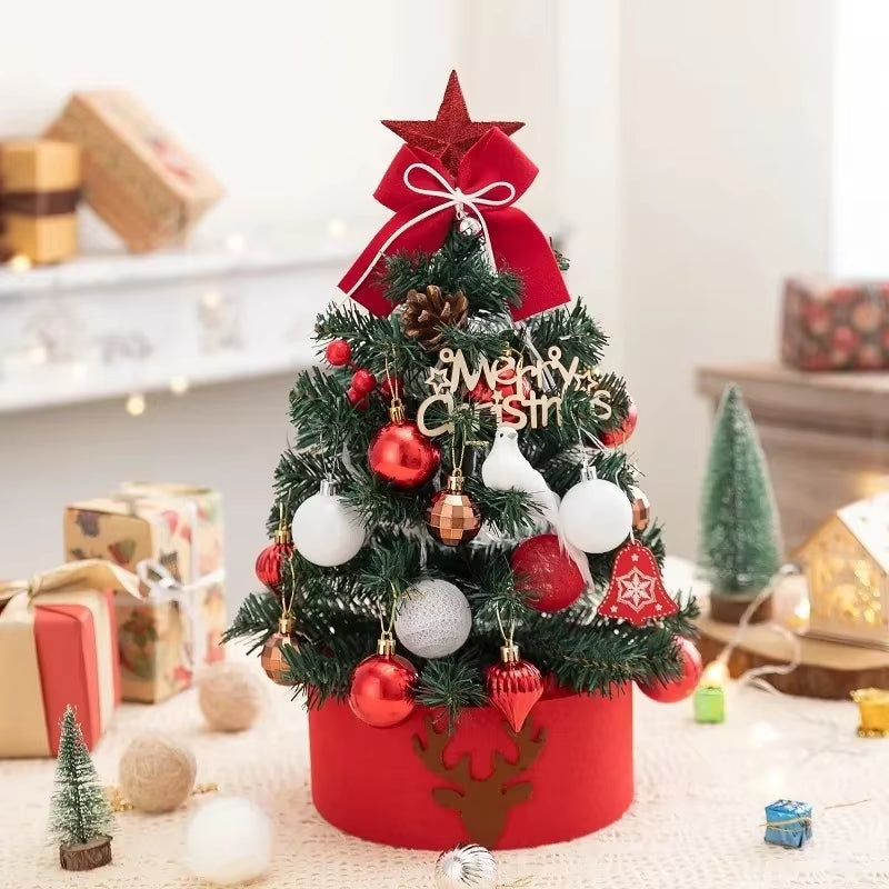 2PCS 2024 Christmas Decoration Desktop Christmas Tree Set Christmas Decoration Ornament Mini Small Christmas Tree Christmas Gift