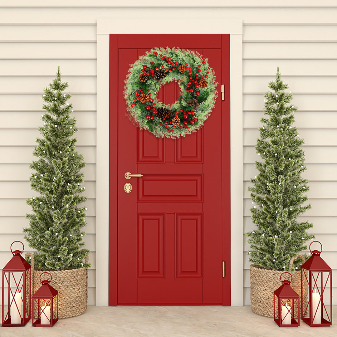 Christmas Wreath,18 Inch Artificial Front Door Wreaths for Hanging Decorations for Home Holiday Indoor/Outdoor Xmas Party Decor Christmas Decoration Simulation Rattan Berry Wreath
