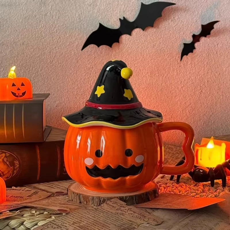 Creative Funny Pumpkin Water Cup High-Looking Cute Cup Gift with Cover Christmas Mug Birthday Gift